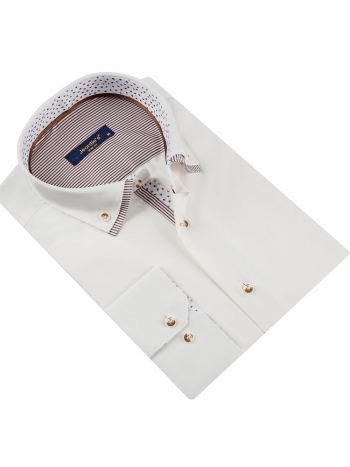 SLIM FIT KOŠULJA DUGIH RUKAVA I DUPLOM KRAGNOM