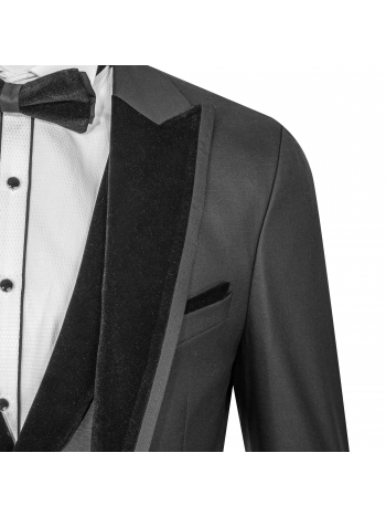 SLIM FIT VELVET POINTED COLLAR 7 DROP ONE BUTTON TUXEDO