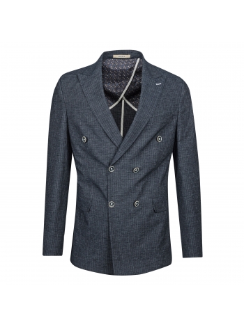 SLIM FIT JAKNA S TOČKASTOM KRAGNOM, DVOREDNA S 7 DROPOVA I 2 GUMBA